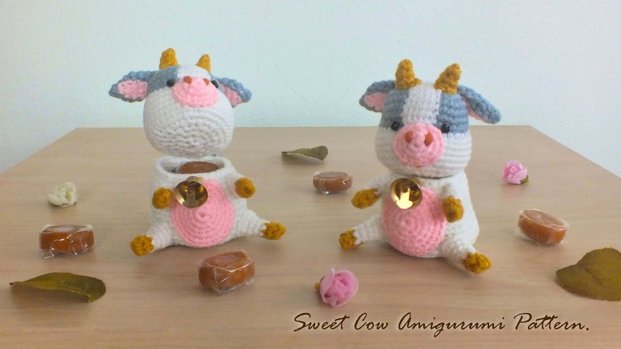 Sweet Cow Amigurumi : Crochet Pattern แพทเทิร์นโครเชต์วัวใส่ลูกอม
