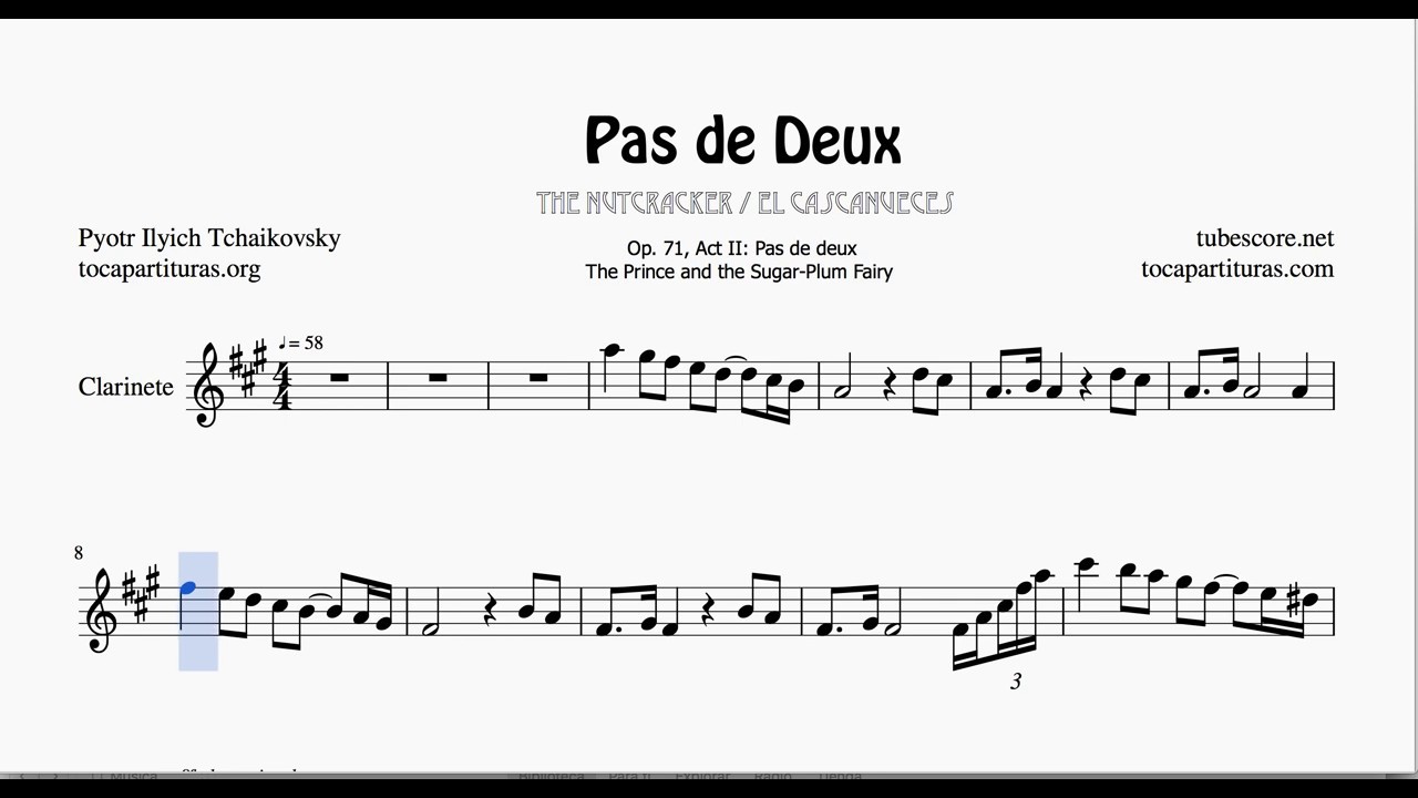 Pas de Deux Sheet Music for Clarinet A Major Original Tone