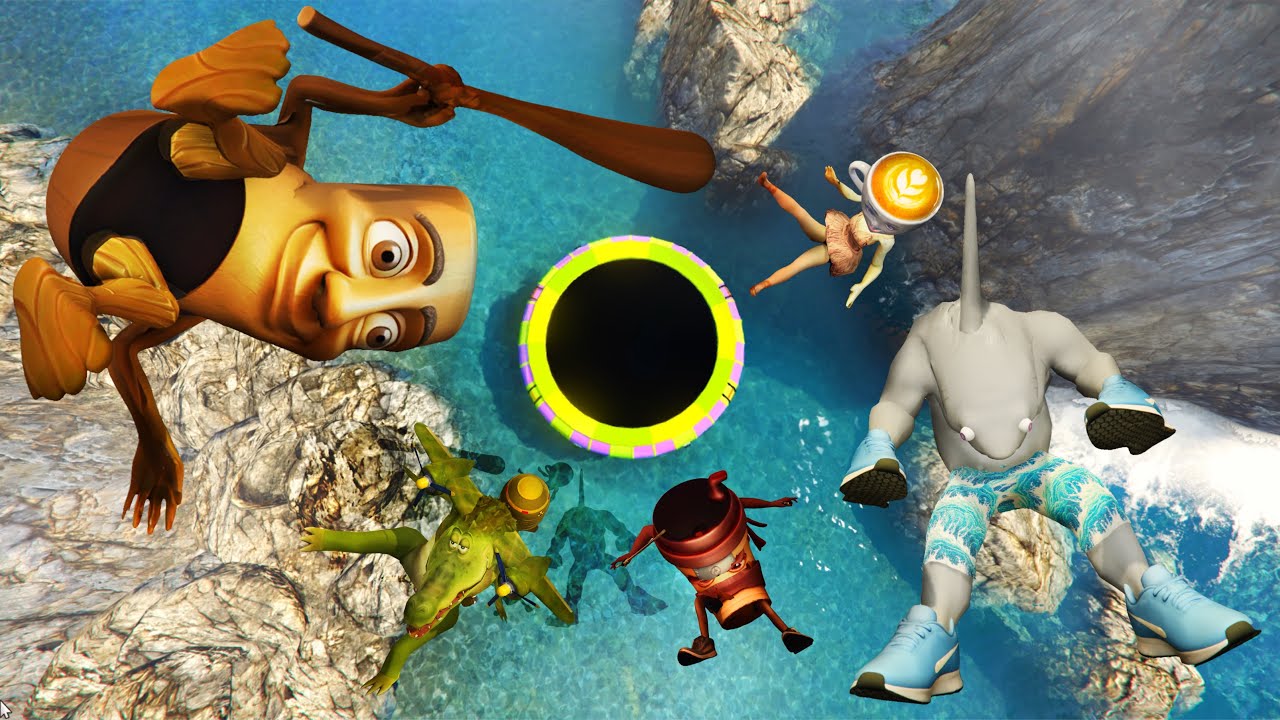 GTA 5 Tralalero Tralala Crew Crazy Water Trampoline Ragdolls
