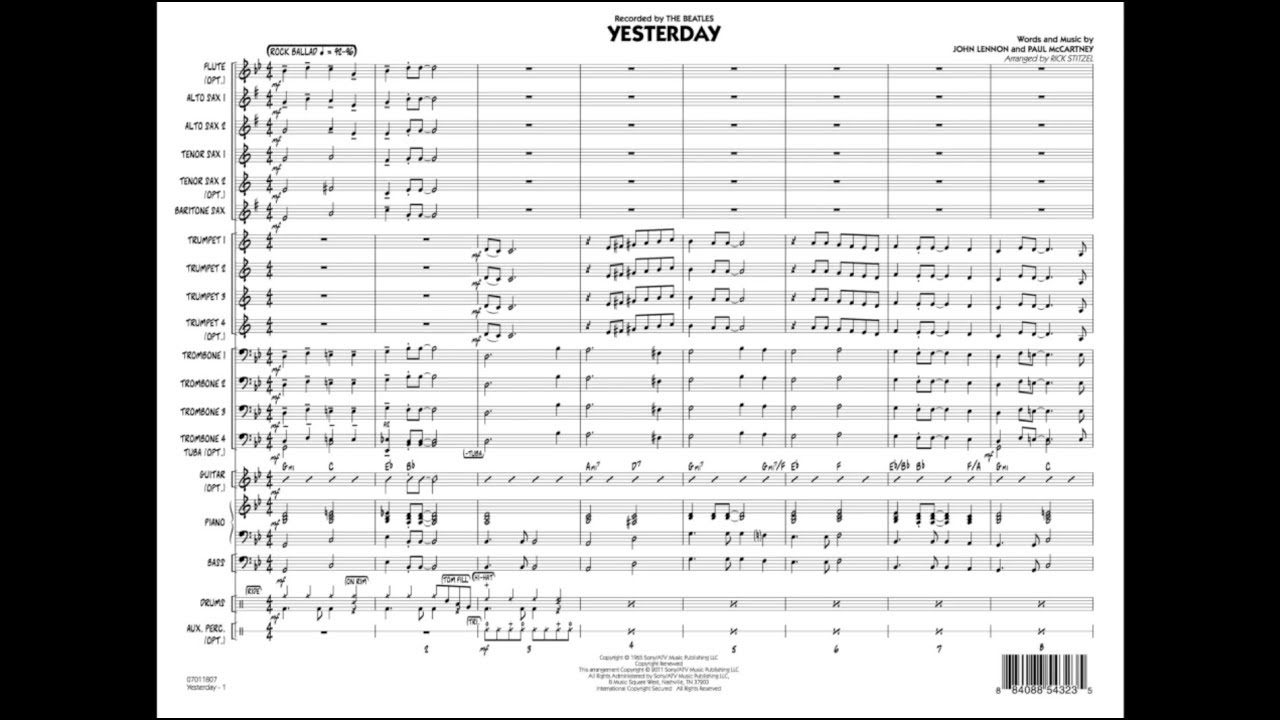 Yesterday arranged by Rick Stitzel