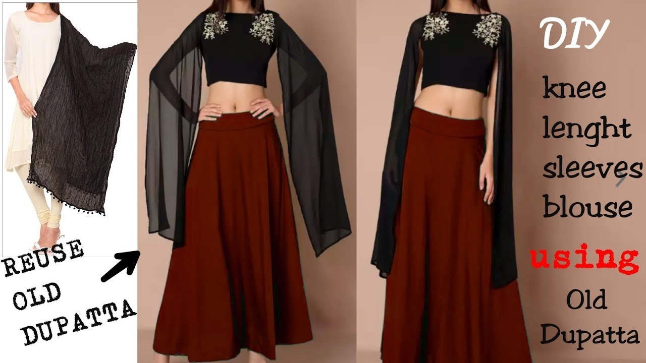 Recycle/Convert Old Dupatta/Saree Into Knee Lenght Sleeves Blouse 
Reuse Old Saree/Dupatta
