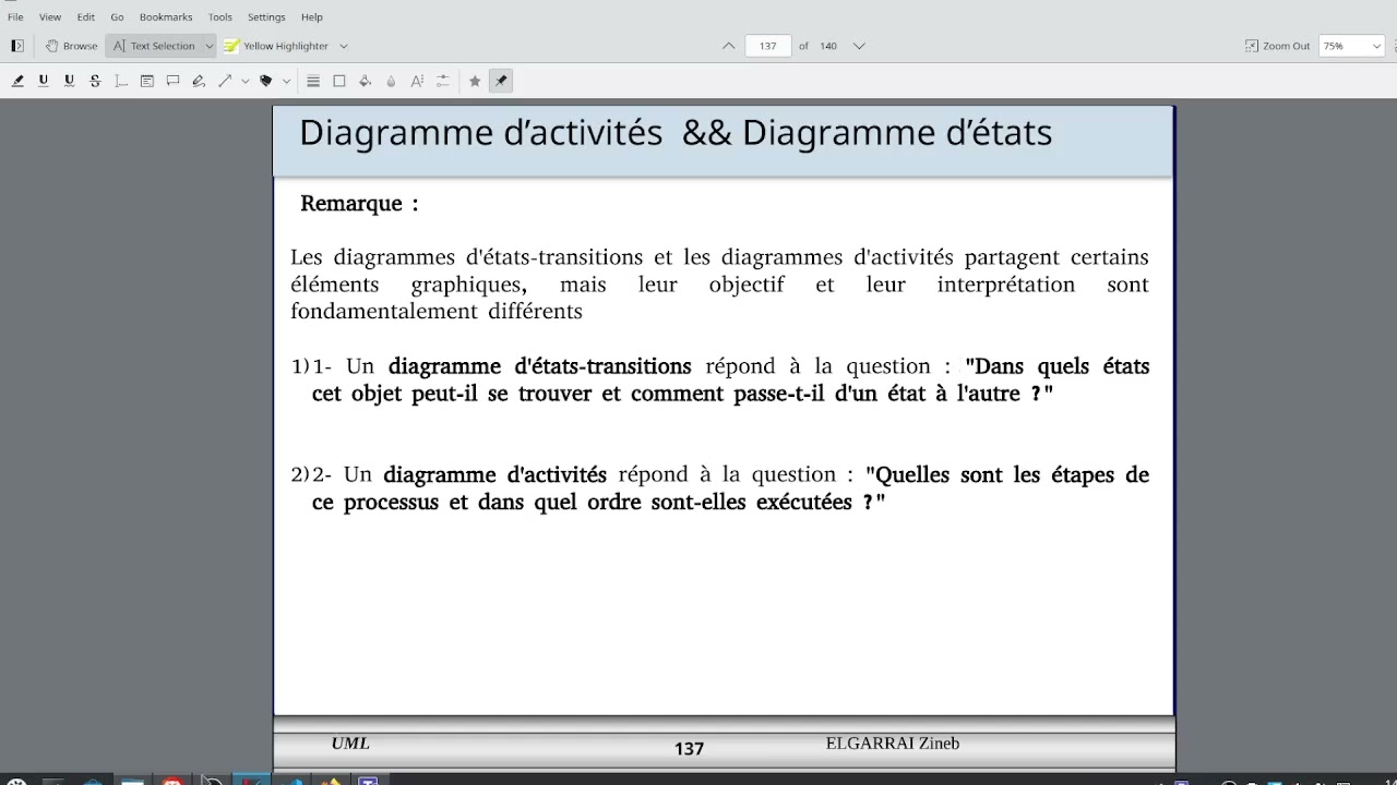 V40 : Différence entre diagramme d’états-transition et Diagramme d’activités