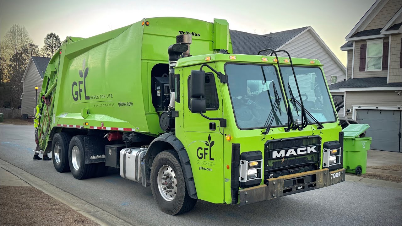 Super Fast GFL Garbage Truck Swallowing Recycle.