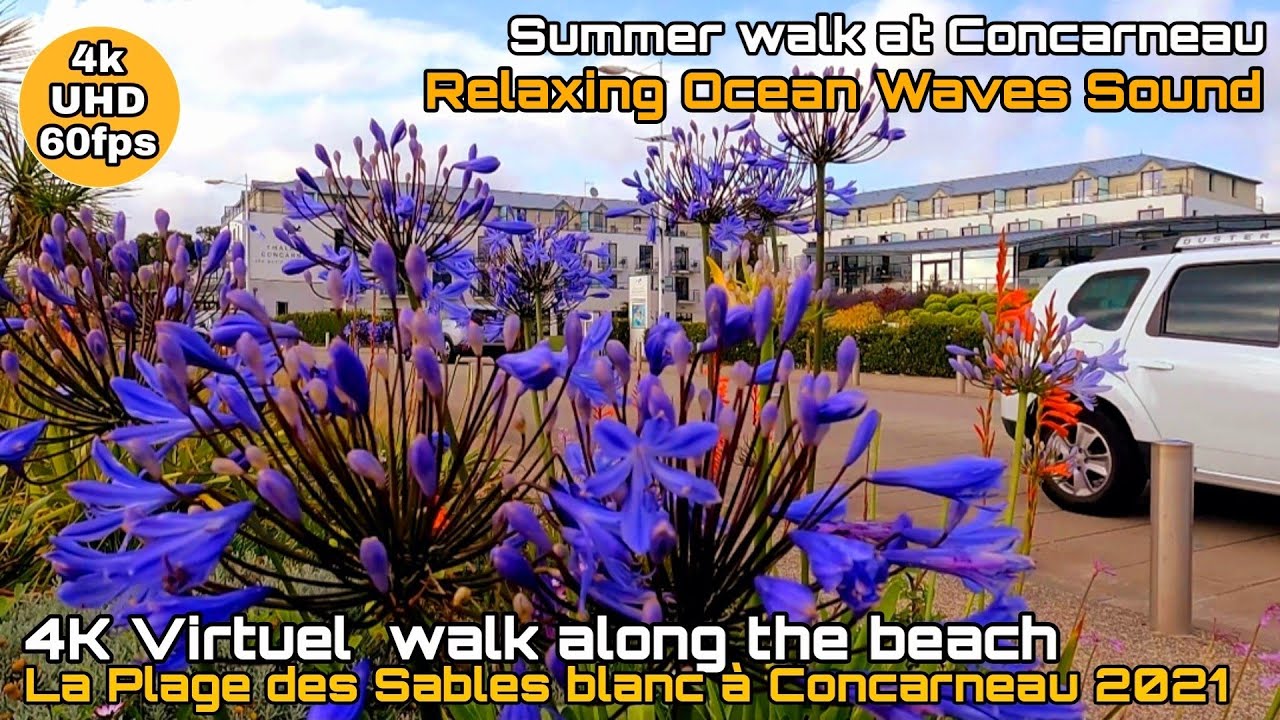 🇫🇷Ep10 - 4K Walking tour l walk along the beach - La Plage des sables blancs à Concarneau 13/07/2021