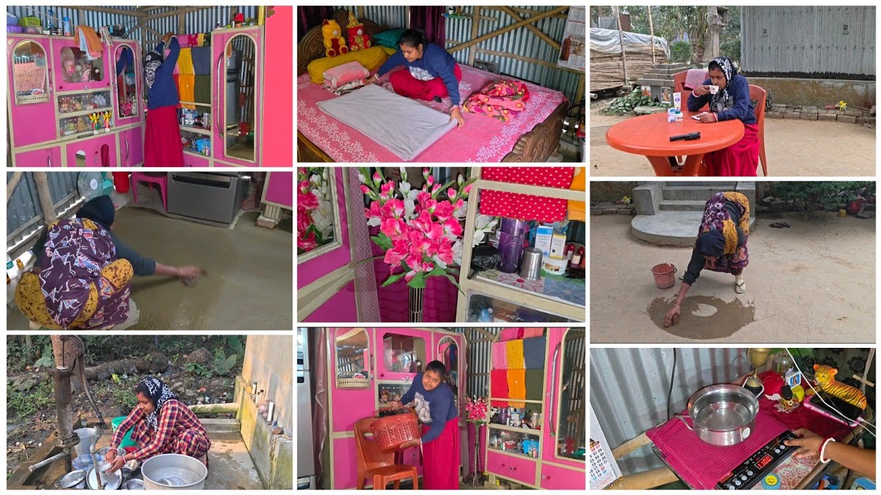 পরিস্থিতি যেমনই হোক এভাবে ভাঙাচোরা টিনের ঘরটা সুন্দরভাবে মাটি দিয়ে লেপে সাজিয়ে গুছিয়ে পরিপাটিরাখি