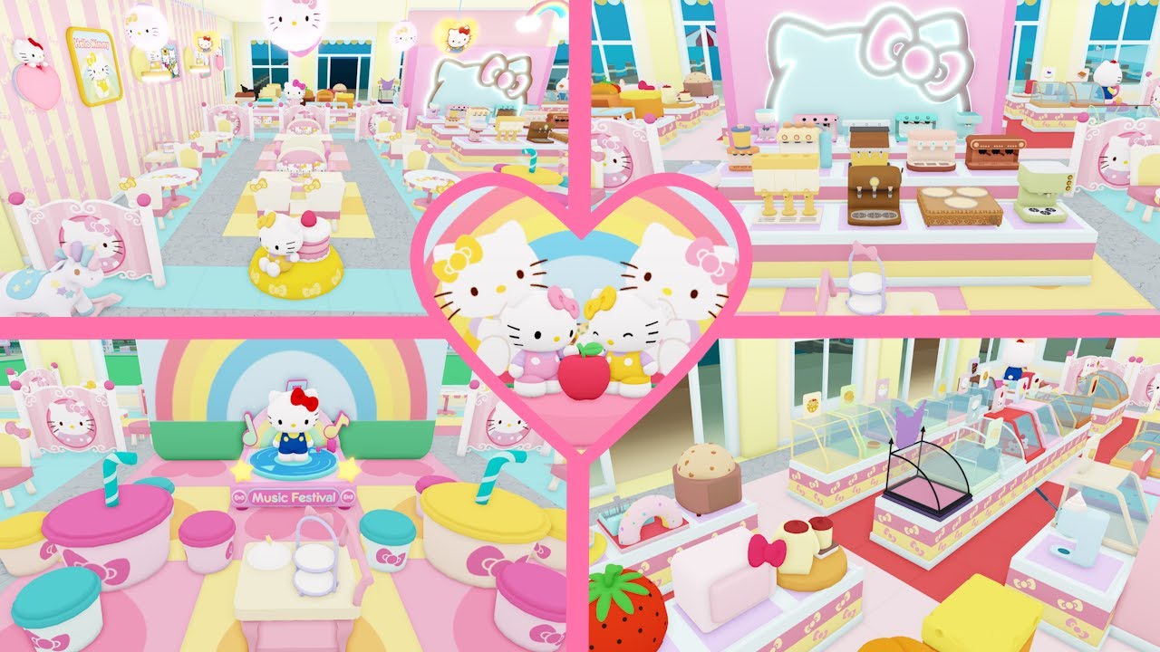 Hello Kitty and Hello Mimmy 1st Floor Speedbuild | Roblox My Hello Kitty Cafe | Riivv3r