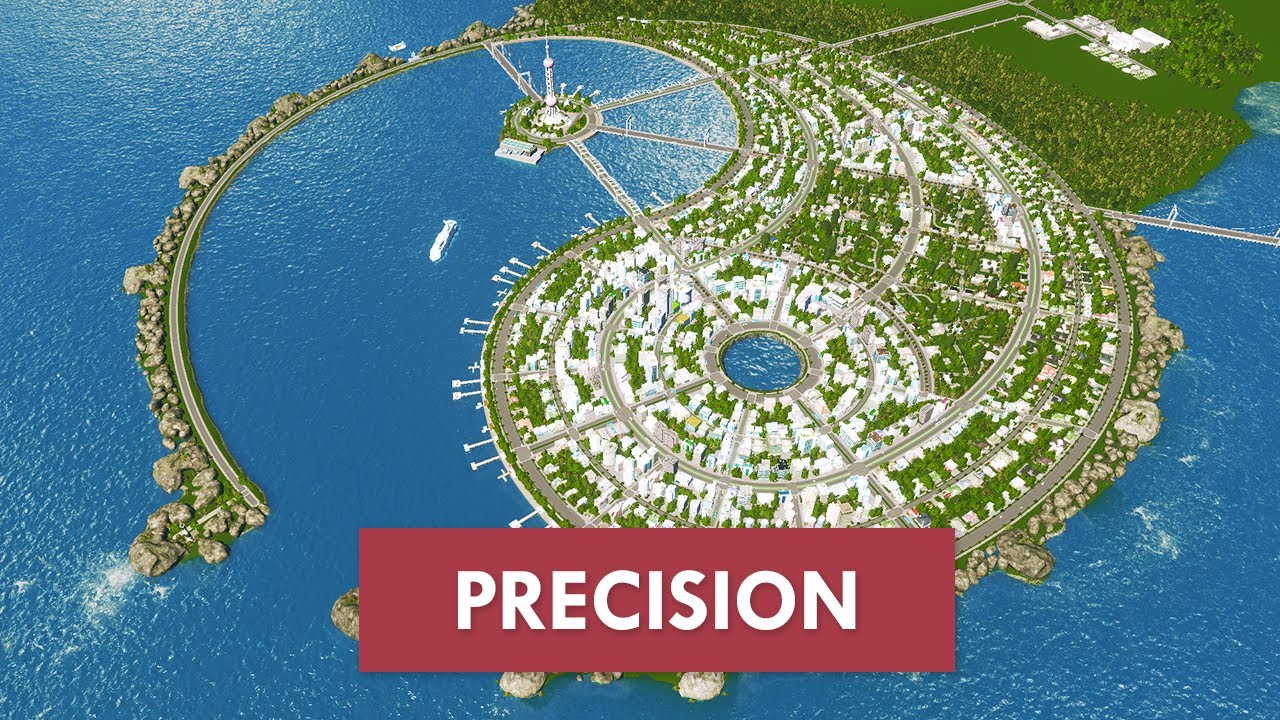 I Built a City Using Geometry | Cities: Skylines Timelapse Build | Port of Yin-Yang