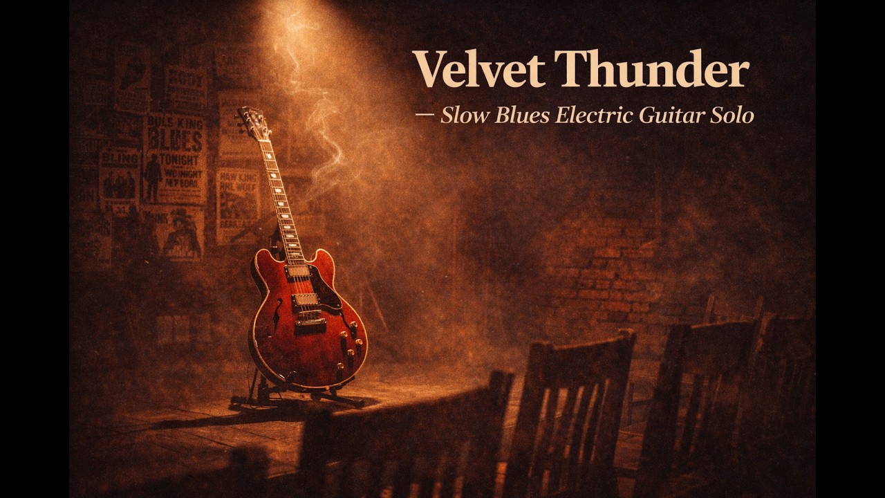 Velvet Thunder 🎸 Slow Blues Electric Guitar Solo | Deep Emotional Licks | 1 Hour Mix