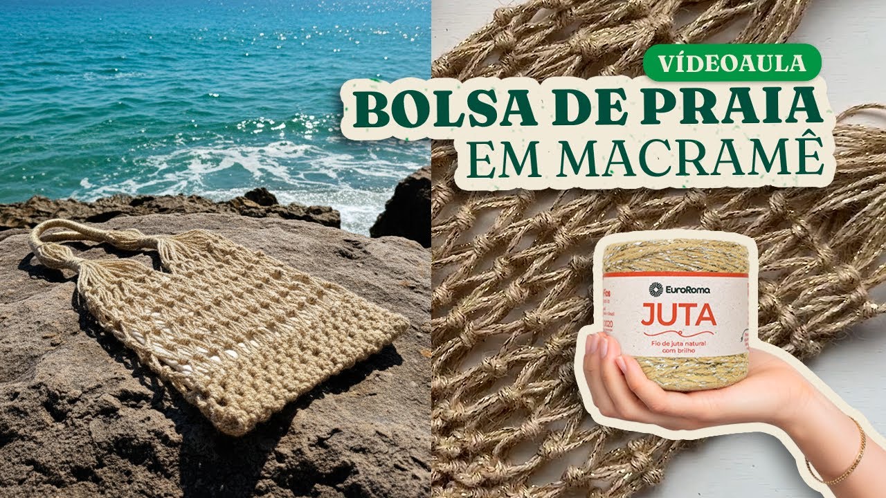 Bolsa de Praia em Macramê com Juta - por Carol Kaitô