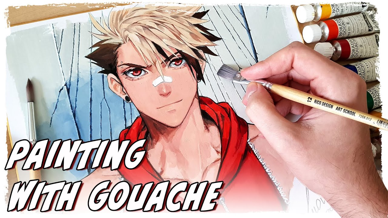 Hot Anime Boy Stares At You While You Learn about Gouache