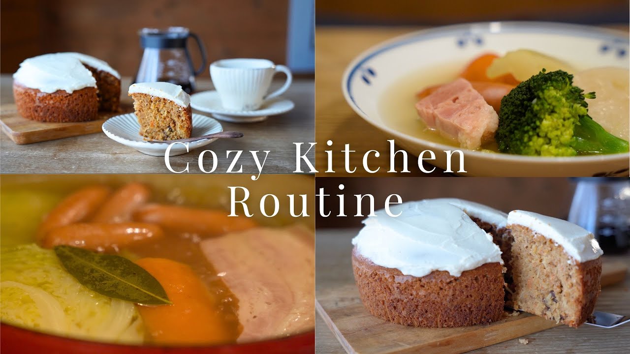 A Cozy Kitchen Routine on a Cold Day | Carrot Cake & Simple Dinner　寒い日のキッチンルーティン