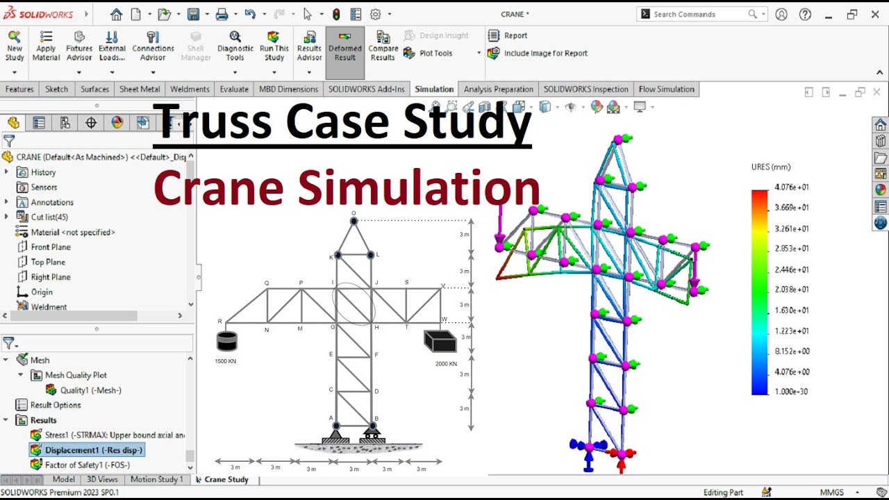 Static Analysis of Crane [ Solidworks Truss Simulation]