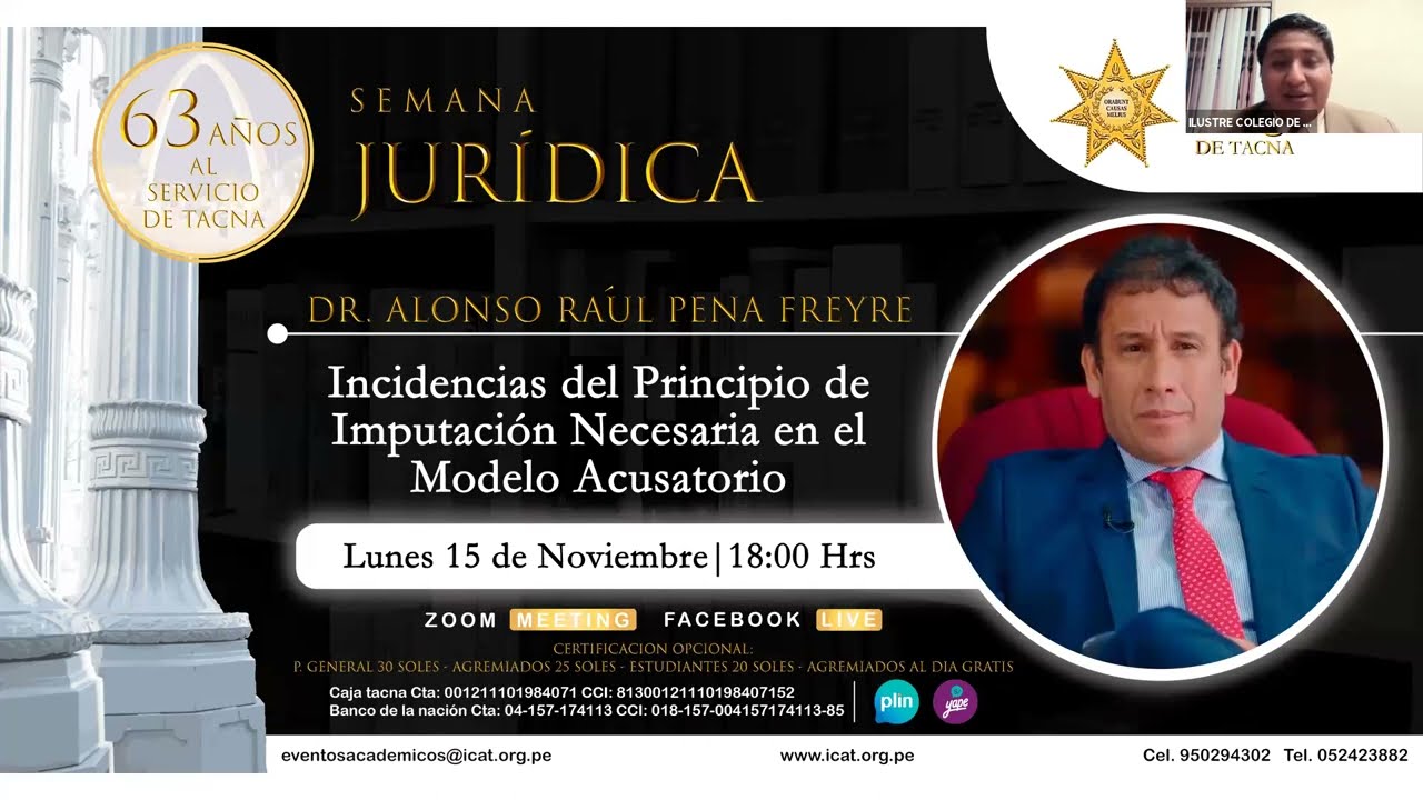 INCIDENCIAS DEL PRINCIPIO DE IMPUTACIÓN NECESARIA EN EL MODELO ACUSATORIO - DR. ALONSO PEÑA CABRERA