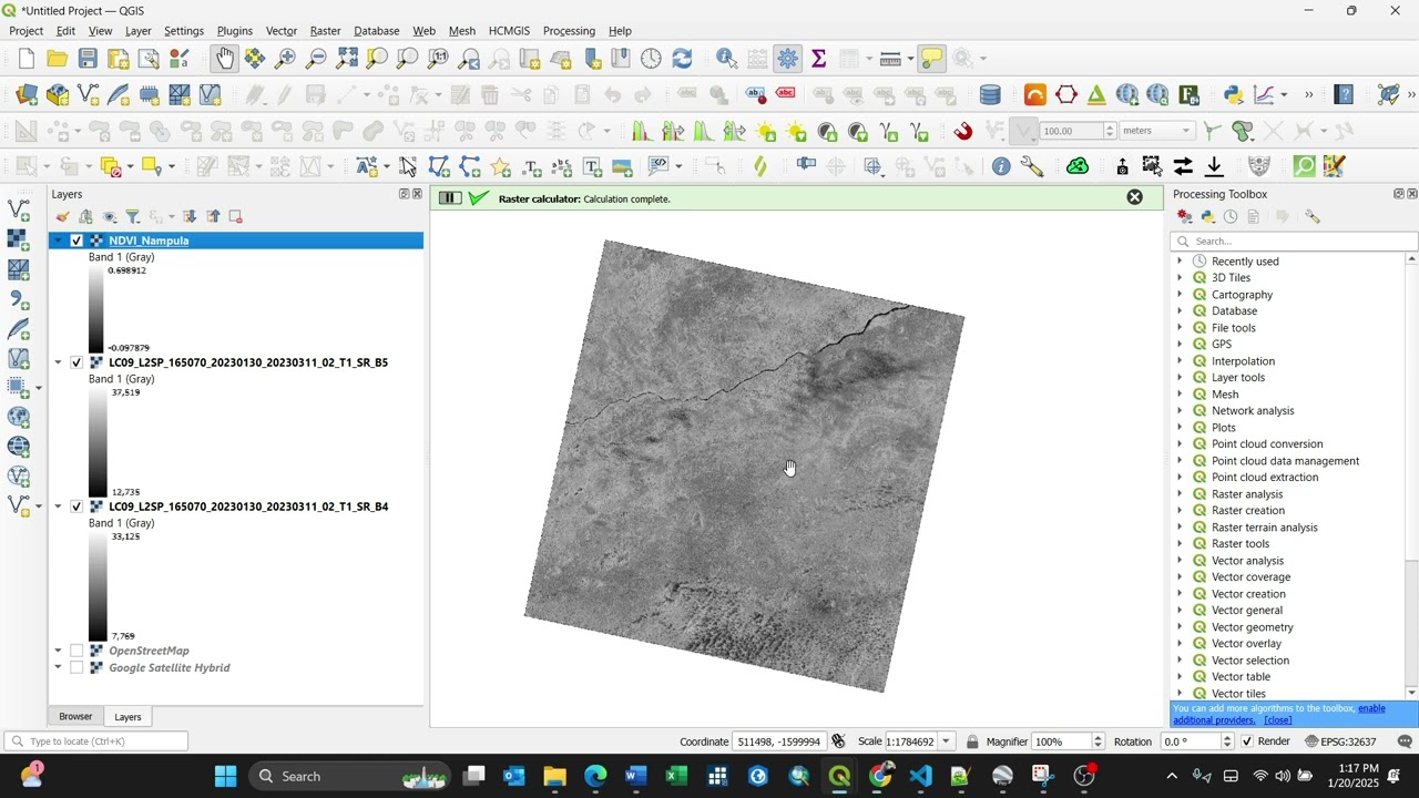 Как просто рассчитать и визуализировать NDVI с помощью QGIS на основе данных Landsat 9