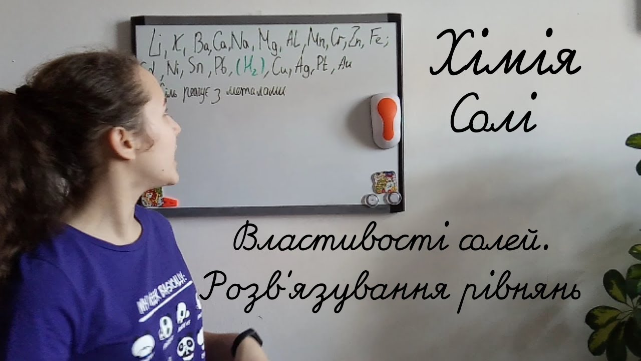 Солі, властивості солей. Розв'язування рівнянь. Хімія 8 клас