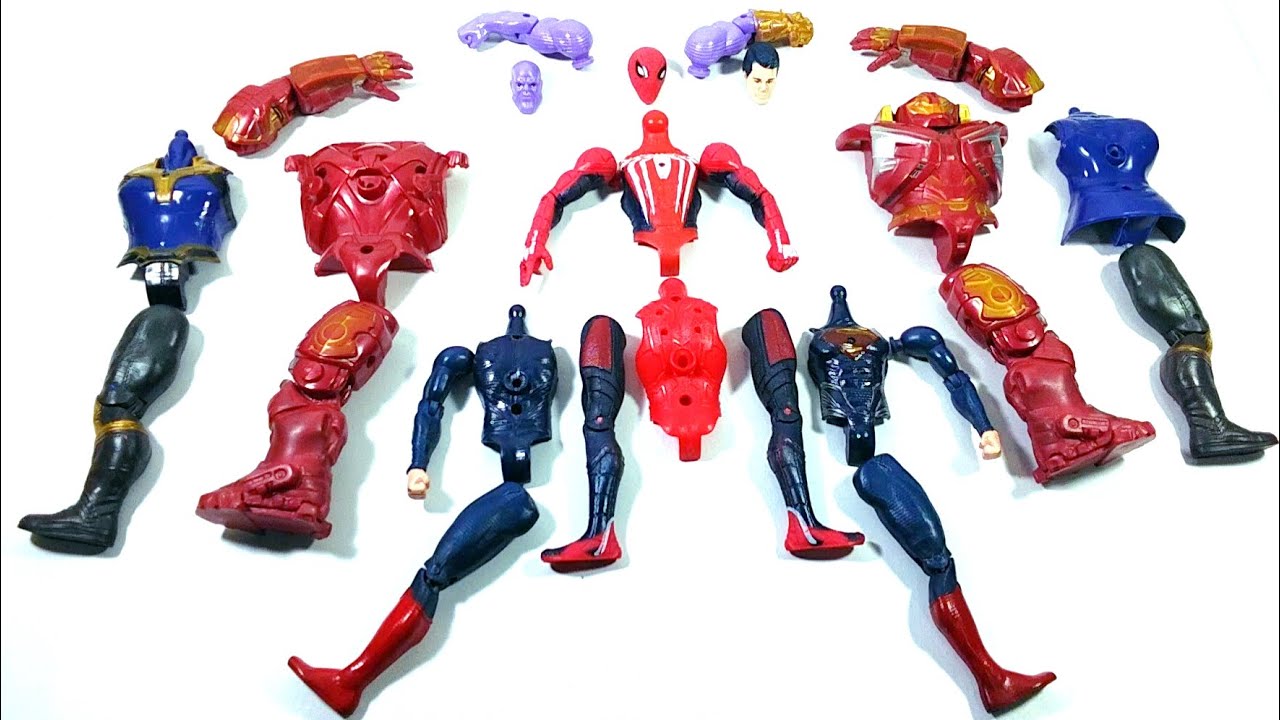 AVENGERS SUPERHERO TOYS SPIDER-MAN MILES MORALES VS SUPERMAN VS HULK BUSTER VS THANOS...