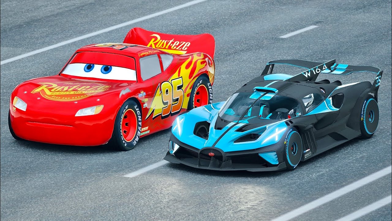 Bugatti Bolide vs Lightning McQueen - Drag Race 10 KM