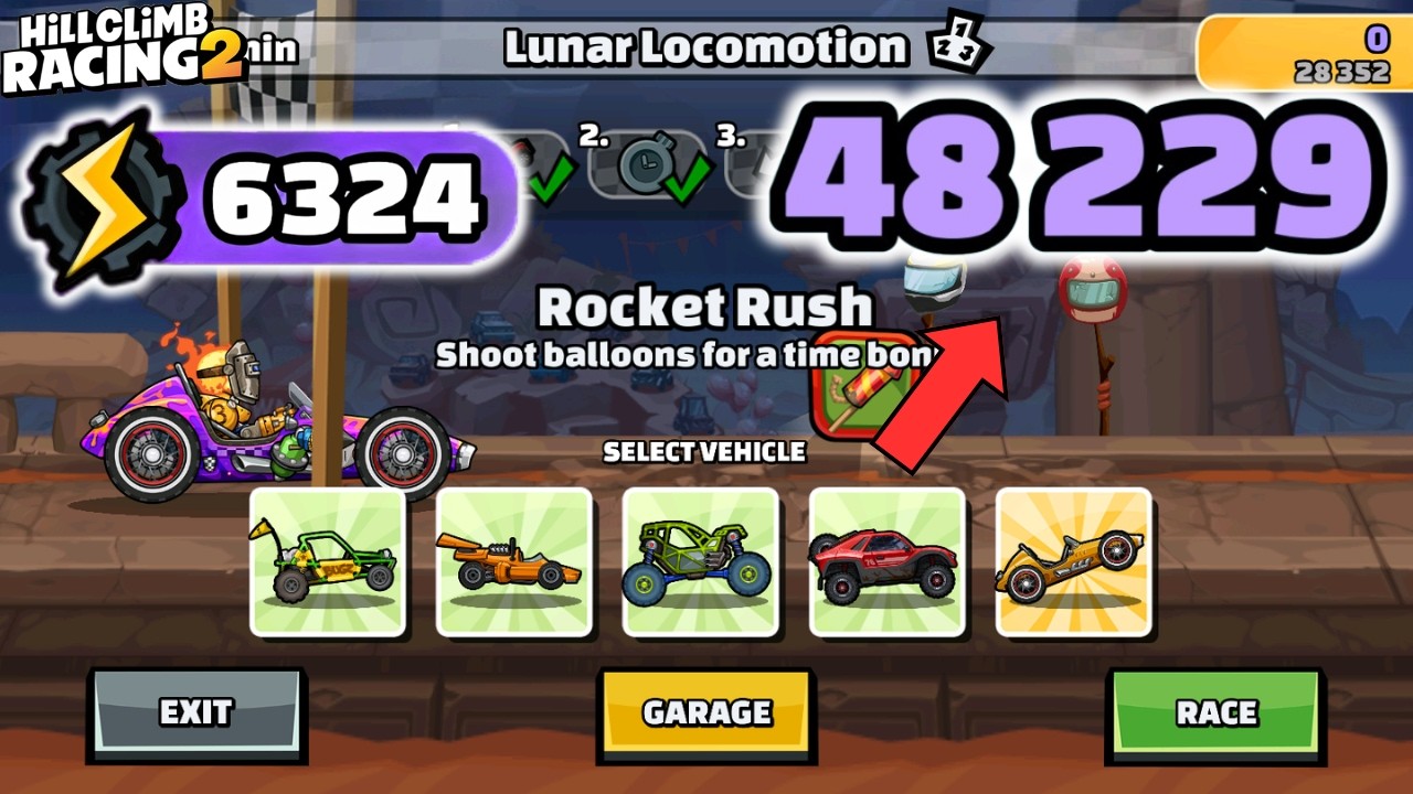 48229 очков (6324gp) в командном заезде LUNAR LOCOMOTION - Лучшие заезды - Гонки по подъему на хо...