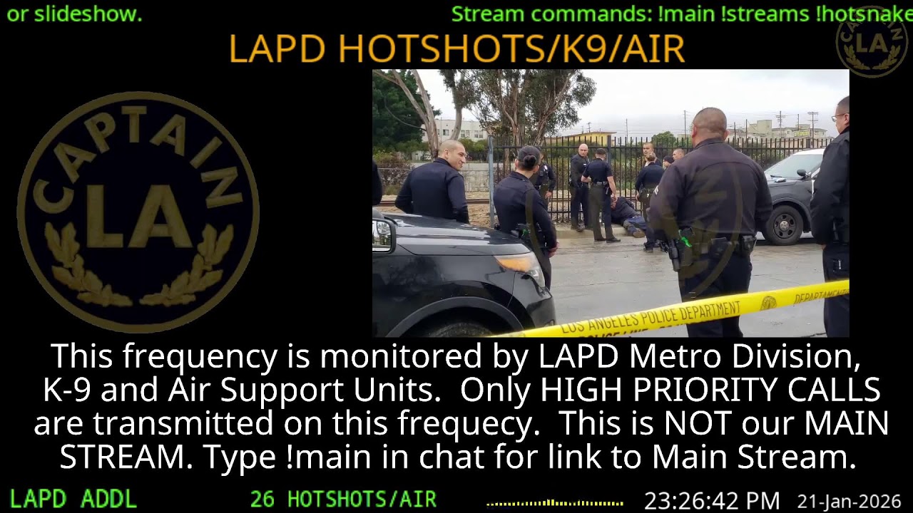 21-Jan-2026 LAPD HOTSHOTS - LA Police Scanner High Priority Calls - LA Captain ARCHIVE  -