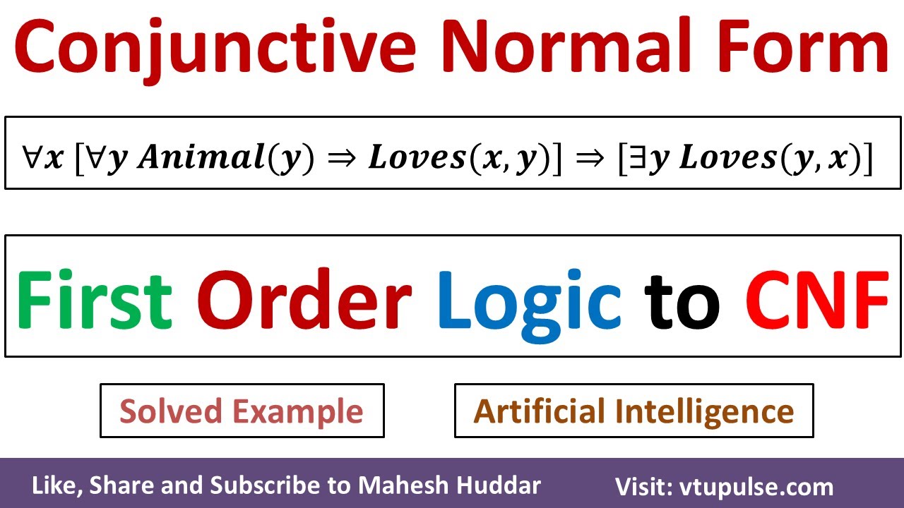 13 First Order Logic to Conjunctive Normal Form Solved Example Artificial Intelligence Mahesh Huddar
