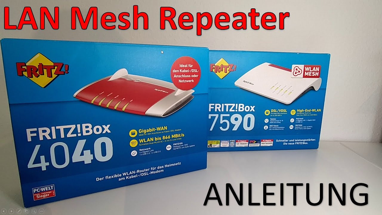 Fritz!Box 7590 im MESH mit Fritz!Box 4040 als LAN Repeater per Kabel verbinden - Anleitung Tutorial