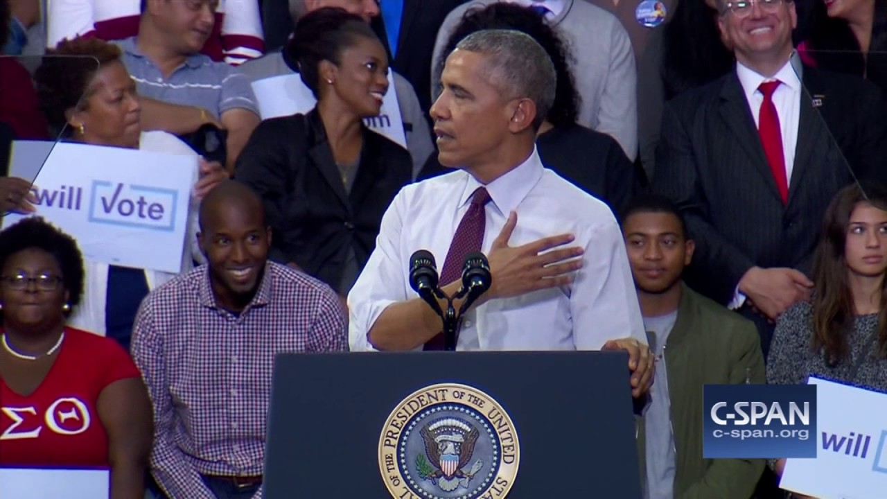 President Obama and Trump protester (C-SPAN)