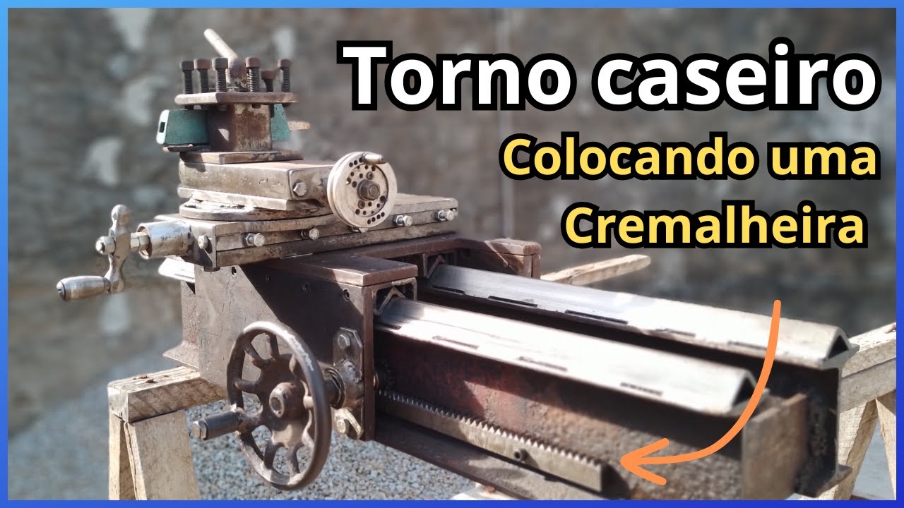 Novo projeto -TORNO CASEIRO - Colocando uma cremalheira para engrenagem. \Max Fantasy Invenções\