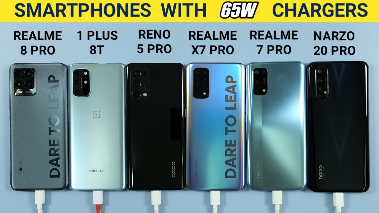 Realme 8 Pro vs 1+ 8T vs Reno 5 Pro vs Realme 7 Pro vs X7 Pro vs Narzo 20 Pro Battery Charging Test