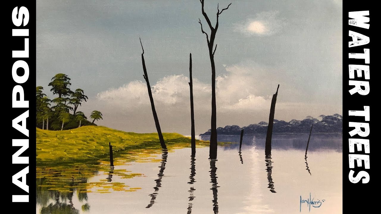 #433 Try this, not as hard as you may think, How to paint water tree scene for beginners