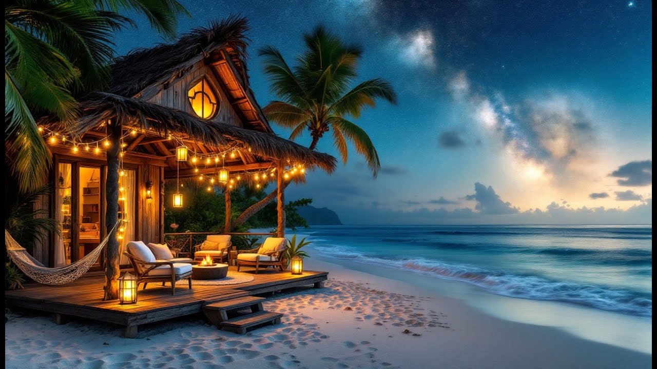 Serene Oceanfront: Ocean Waves Sounds for Deep Sleep Under Moonlit Skies