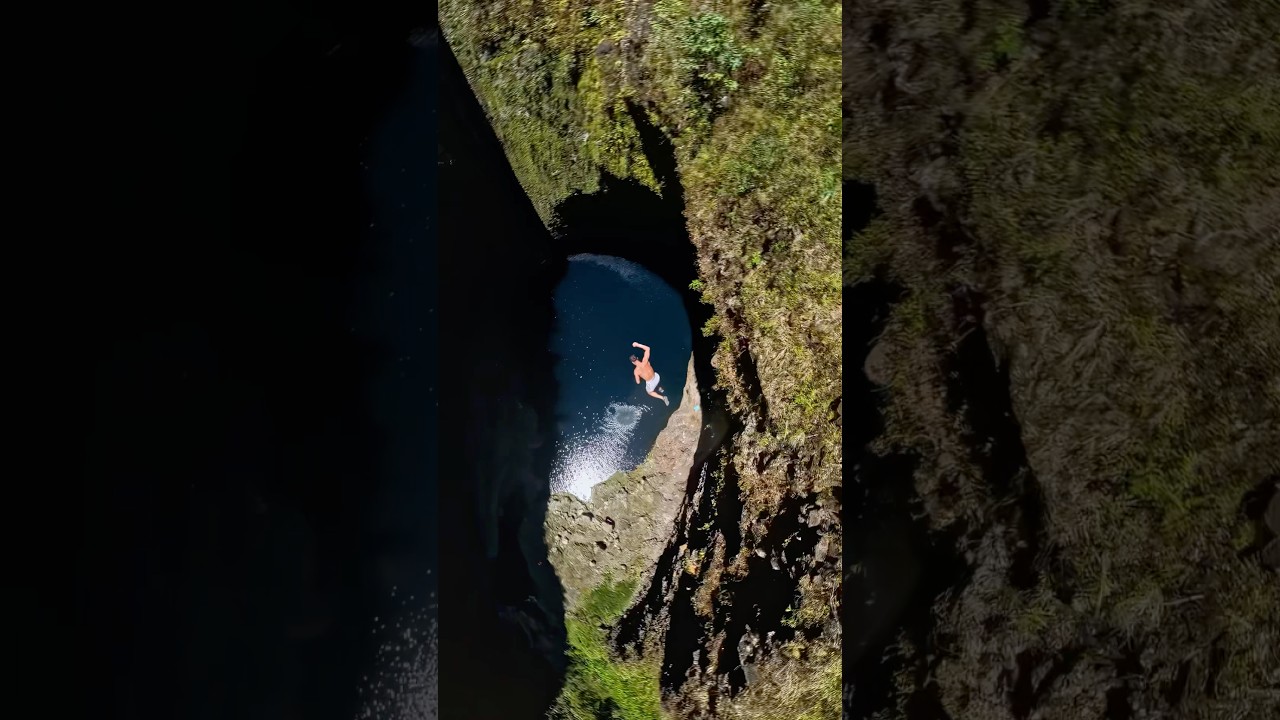 47m cliff jump, cascade chaudron