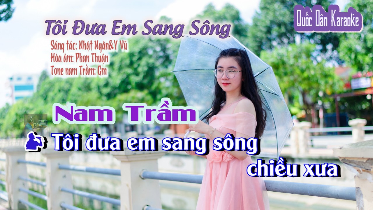 Karaoke Tôi Đưa Em Sang Sông | Rumba | Tone Nam Trầm (Gm,Tp:105) | Quốc Dân Karaoke