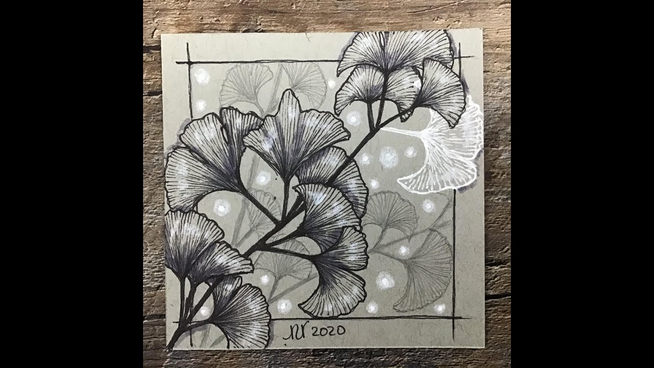 Easy meditative drawing -Easy to draw Ginkgo leaves -  #inspiration  #relaxation #positivity #withme
