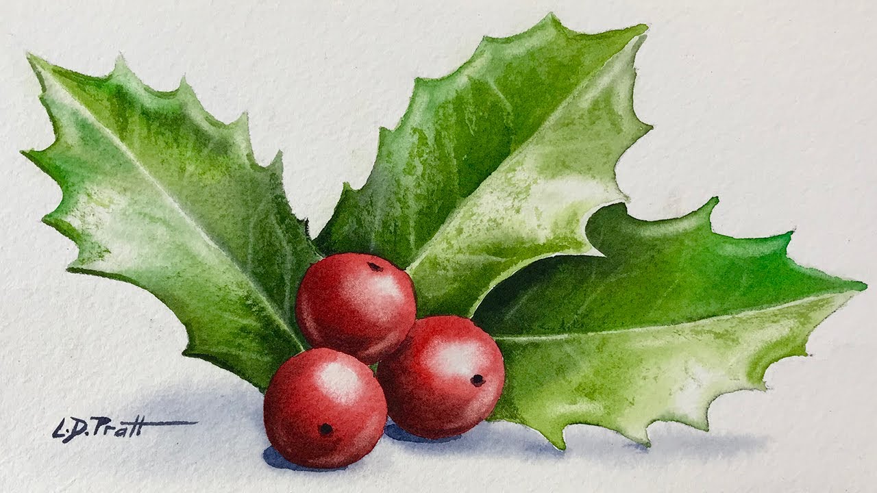 Painting Holly and Berries with Watercolor
