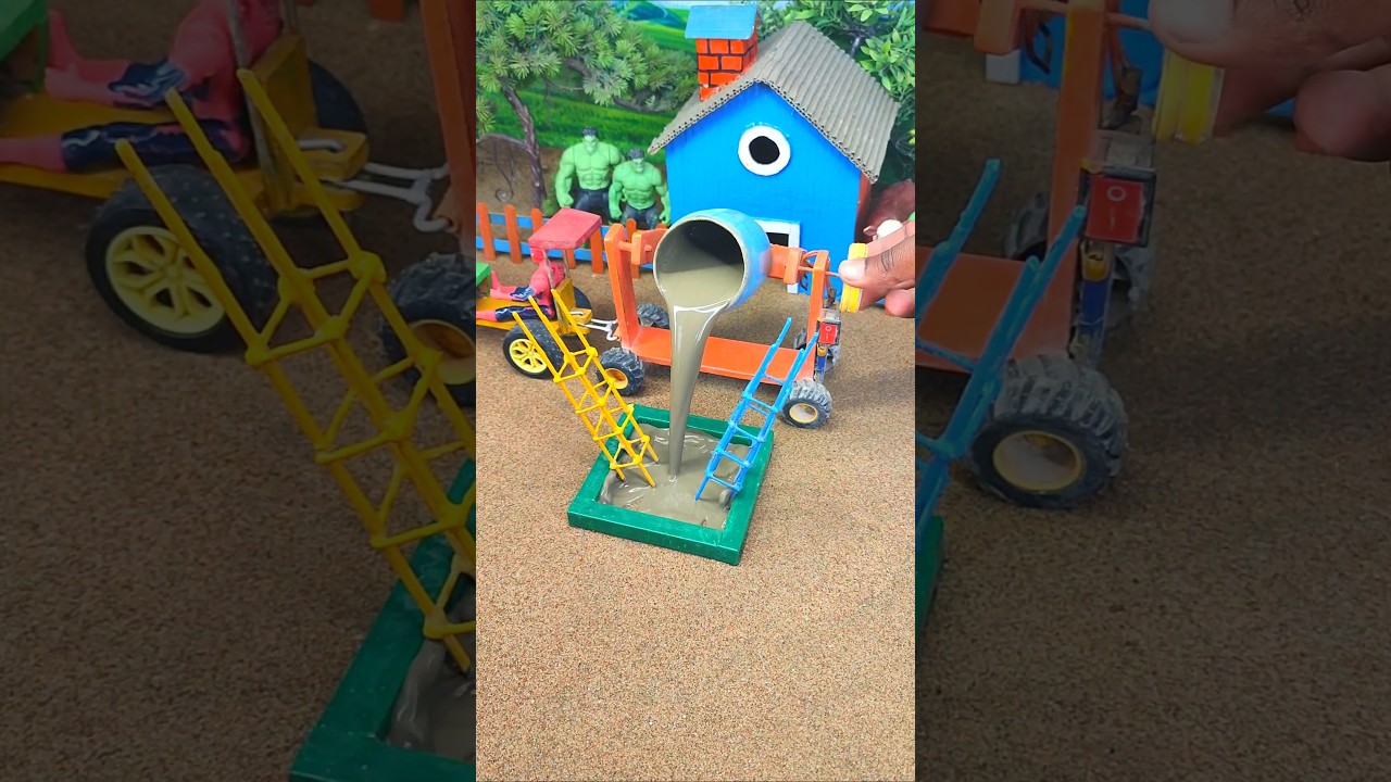 🚜🔥 DIY Mini Real Working Tractor Cement Pillars Making Machine | Mini Project #shorts #youtubeshorts
