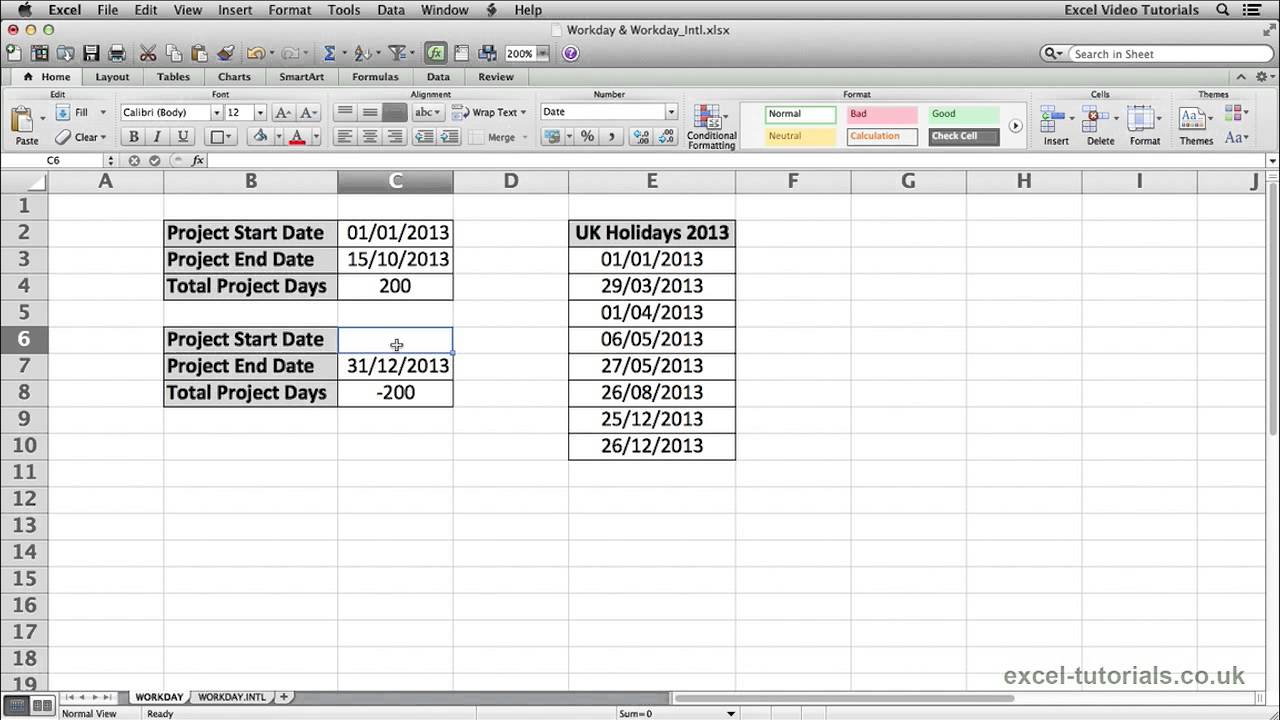 Microsoft Excel Tutorial: WORKDAY and WORKDAY.INTL Functions
