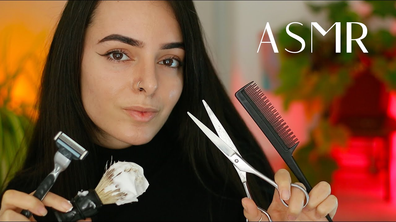 ASMR Men's Hair & Beard Trim (Closeup & Whispered) | Nymfy Official