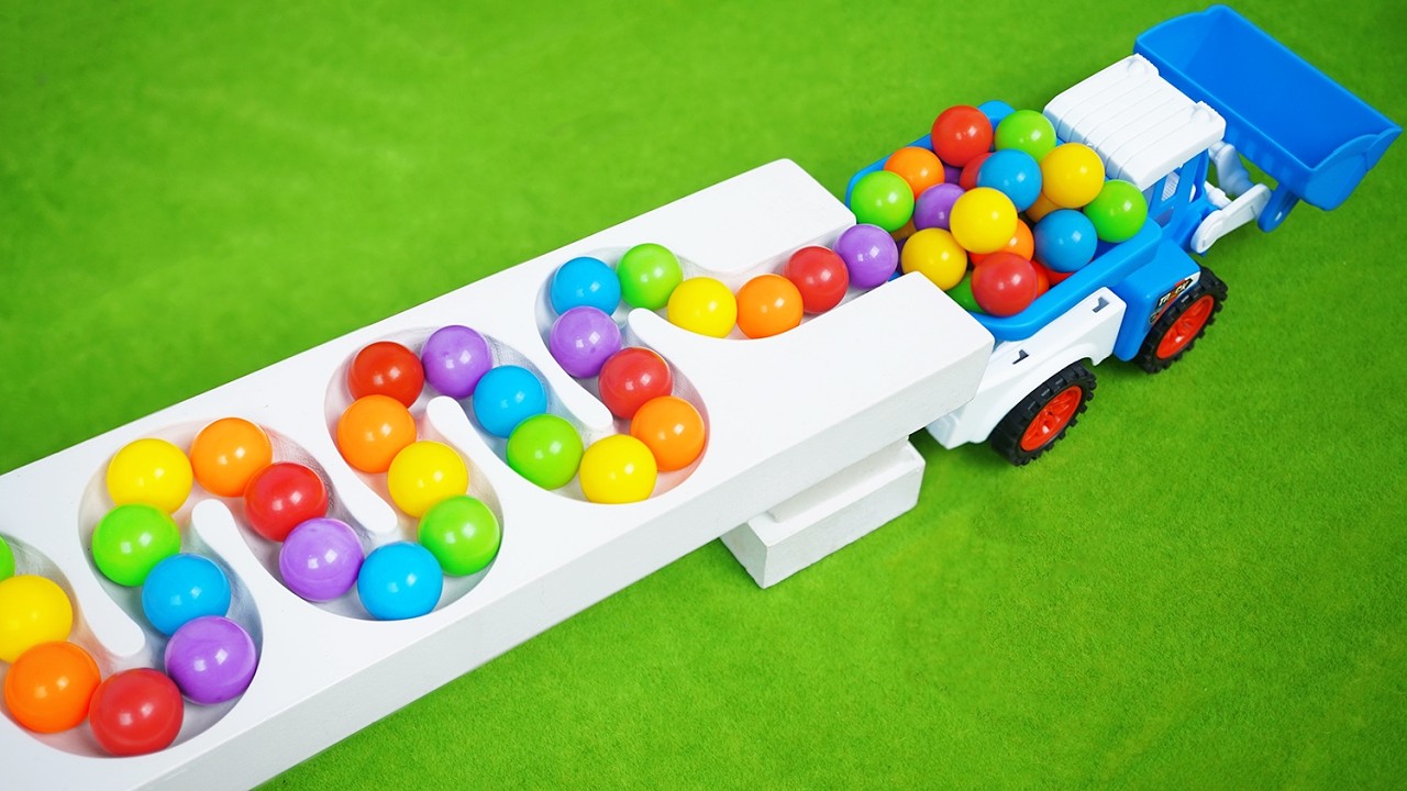 Marble Run ASMR Race ☆ HABA Slope & Dump Truck Excavator Ambulance Forklift Garbage Truck Tractors