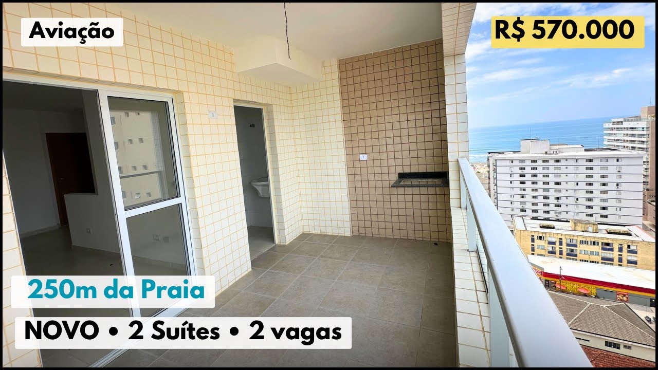 Apartamento Novo com 2 suítes, 2 vagas, perto da praia na Aviação, Praia Grande -SP