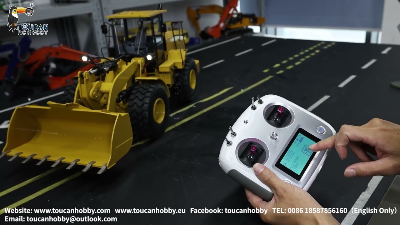 How to operate DIM 950 1/12 Metal Hydraulic RC Loader, see radio settings