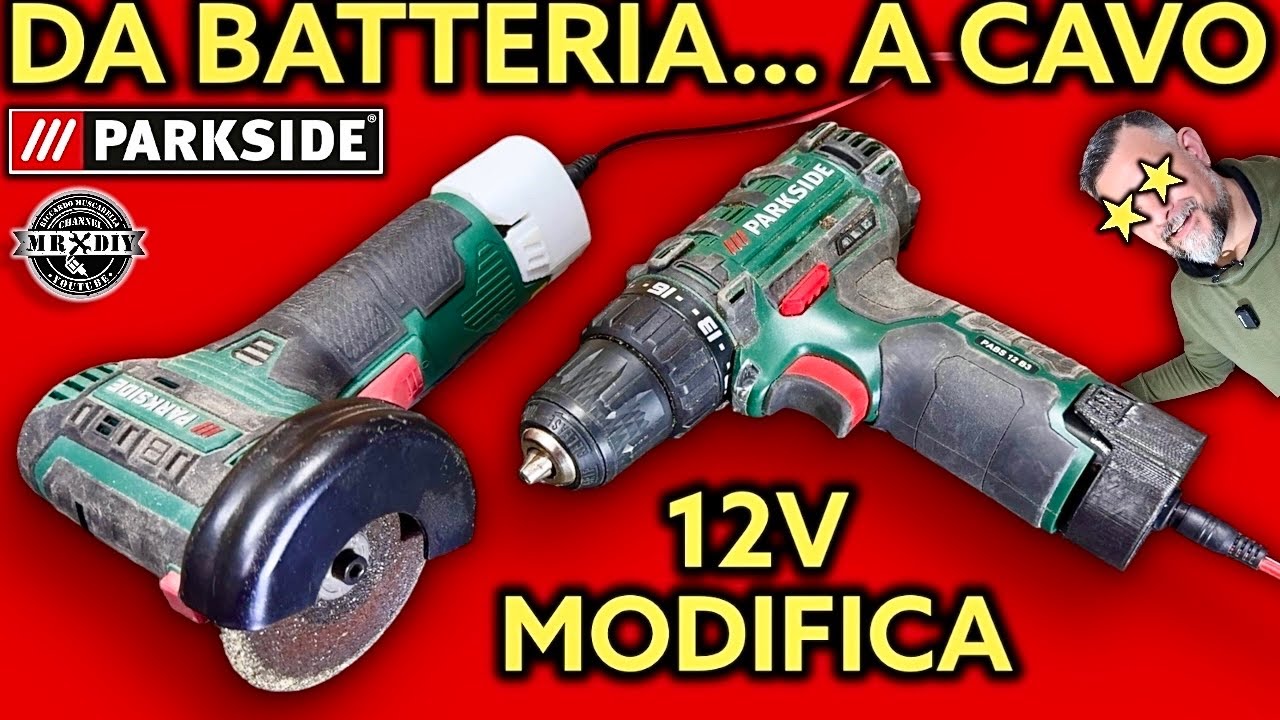 Tutorial parkside modifica da batteria a cavo. 12V 20V utensili adattattore lidl attrezzi x12v x20v