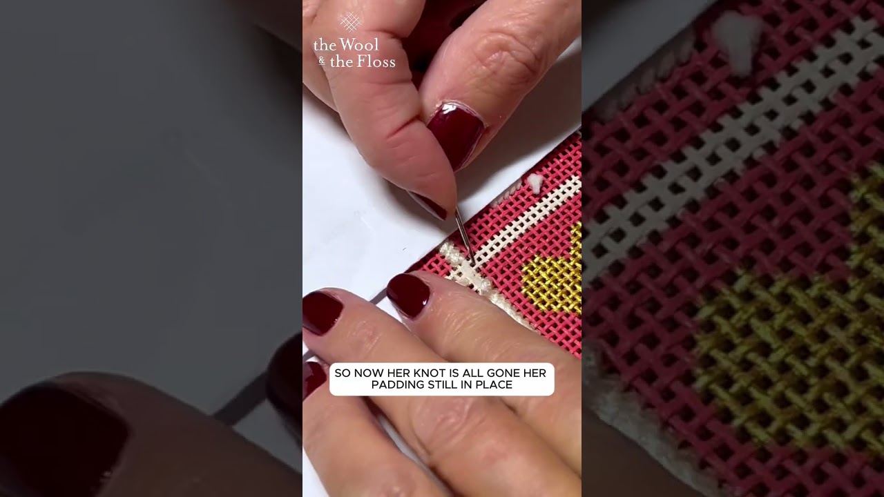 The easiest way to fix a mistake on a needlepoint project - pulling out stitches & securing thread