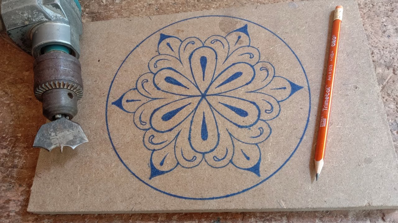 Easy and Beautiful Wood Carving Flower Design With Router Machine Bits and Drill machine