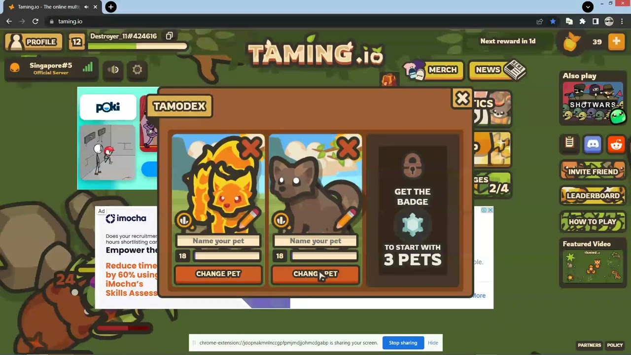 WOLF SKIN UNLOCK!!!![TAMING.IO]