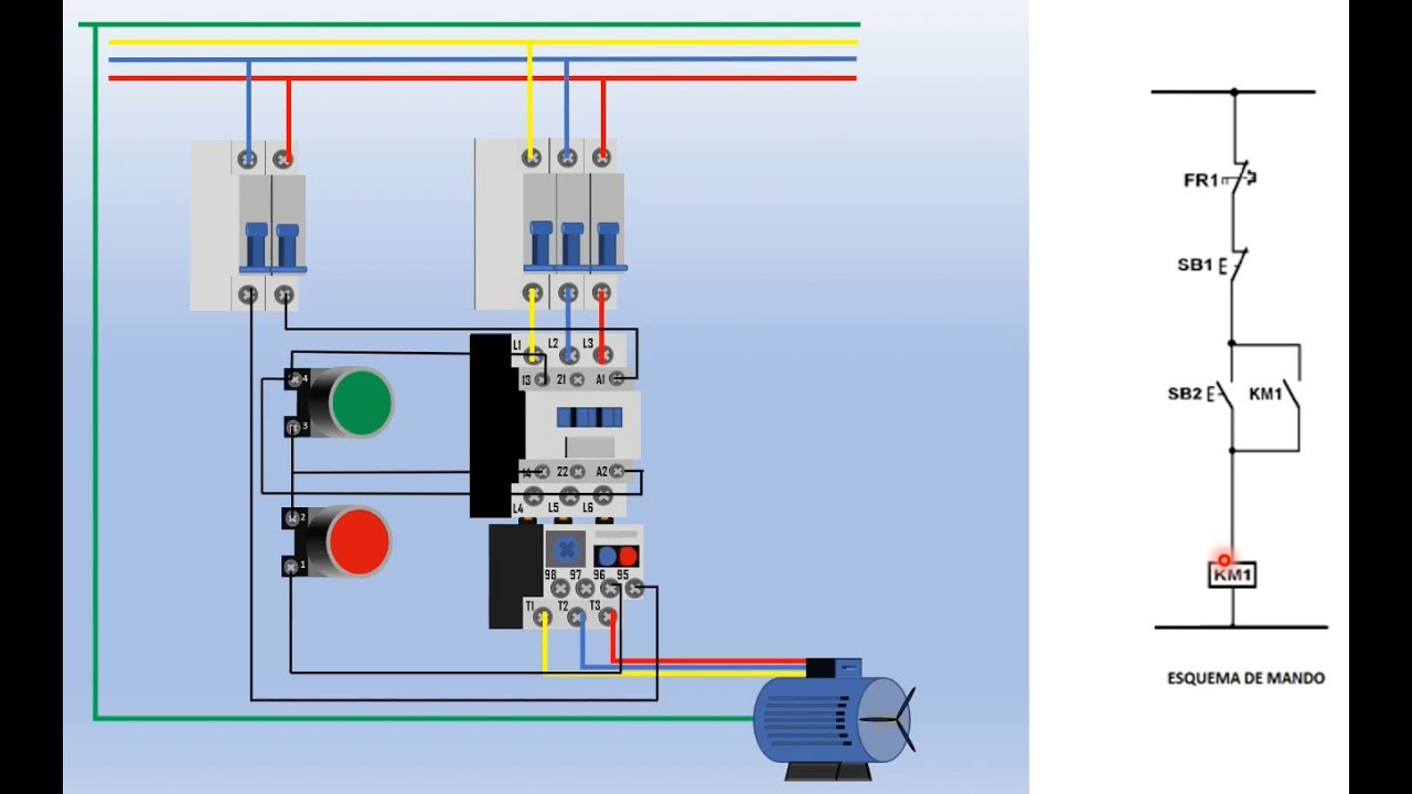 Arranque directo de motor trifasico/Direct start of three-phase motor