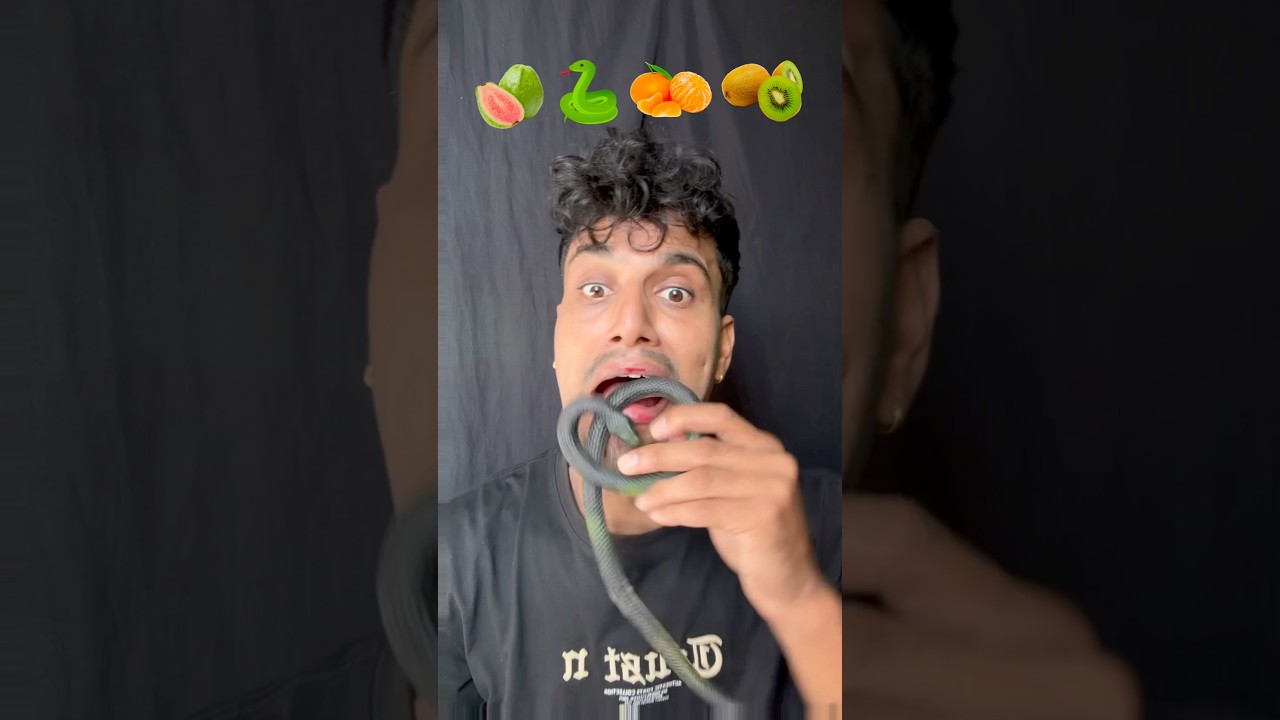 Guava,snake,orange,kiwi 🍐🐍🍊🥝 #asmr #funny #eatingchallenge #bikueating #mukbang #bikramphuyal