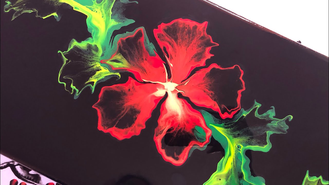 #75 Dutch Bloom on a Vine | Stunning Creation with Red and Green Colors | Christmas Pour Painting