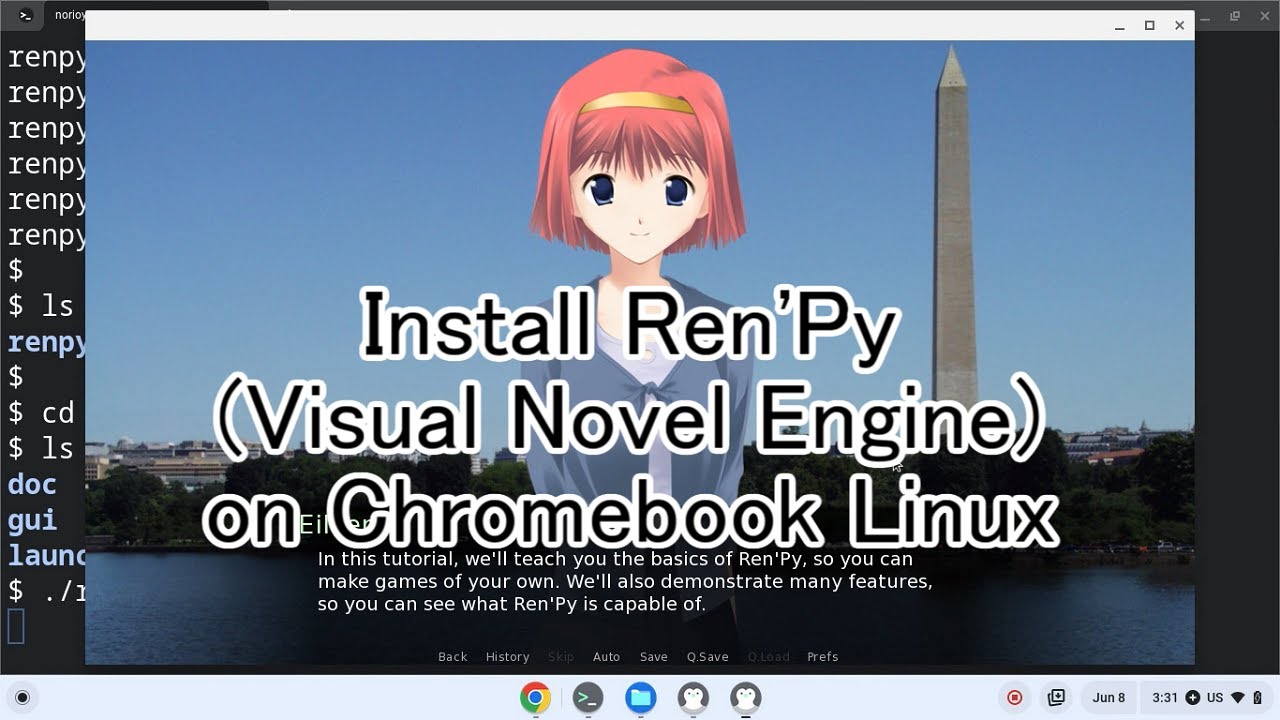 Install Ren'Py (Visual Novel Engine) on Chromebook Linux