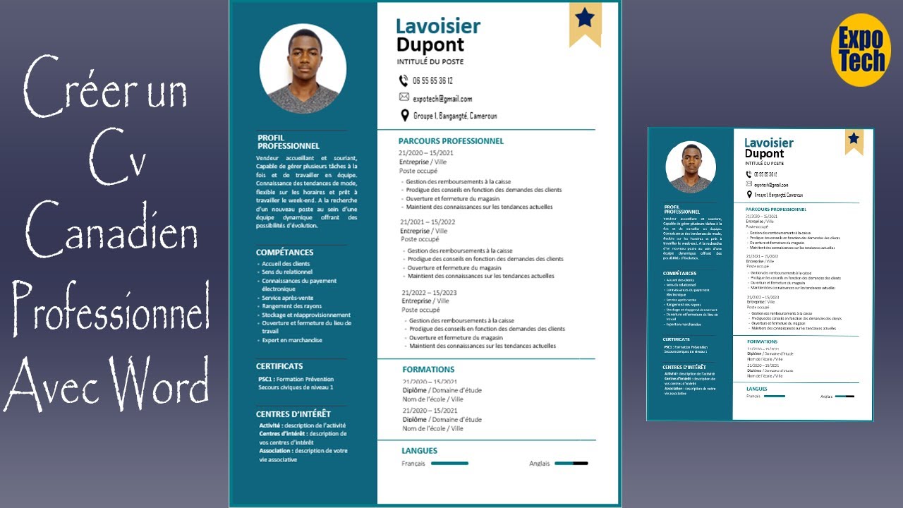 Créer un CV Canadien Professionnel avec Word