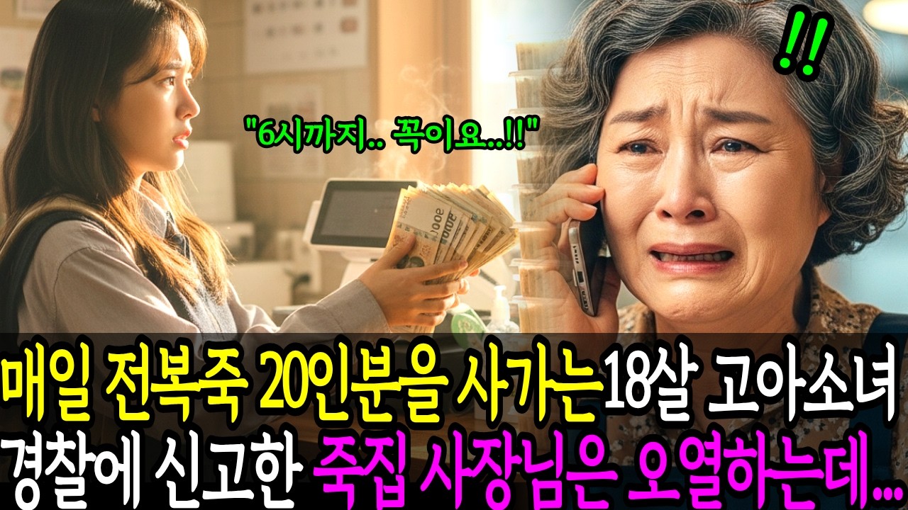 매일 전복죽 20인분을 사가는 18살 고아소녀, 경찰에 신고한 지혜로운 죽집 사장님은 오열하는데...ㅣ노후사연ㅣ감동사연ㅣ사연라디오ㅣ오디오북